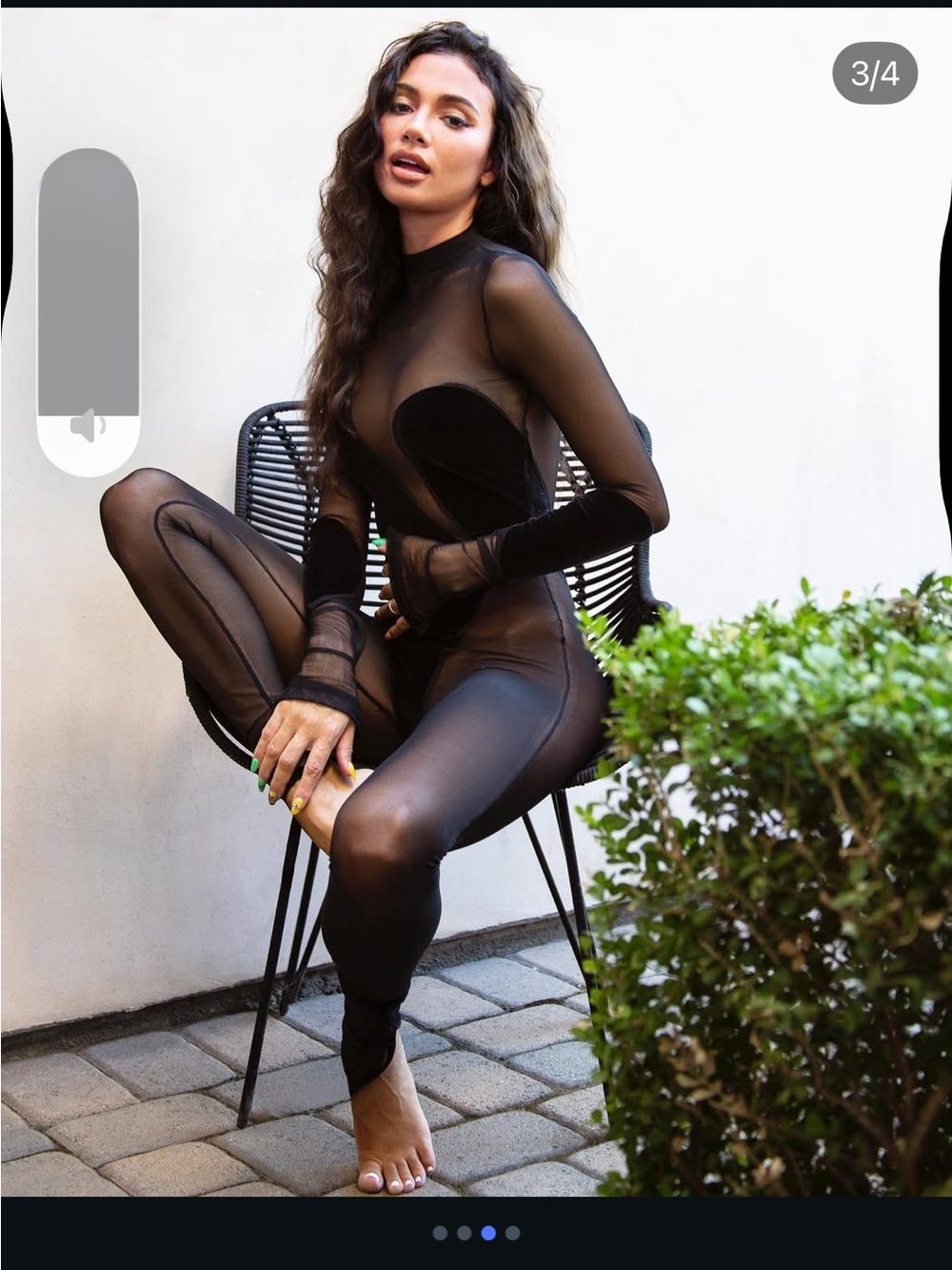 naked wardrobe Black Sheer-Panel Velvet Jumpsuit - Picture 2 of 7